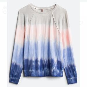 Brina & Em Canada Tie-Dye Ombré Raglan Sleeve Knit Top Pink & Blue Sweatshirt